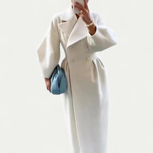 Women's Double Breasted Long Wool Blend Winter Coat