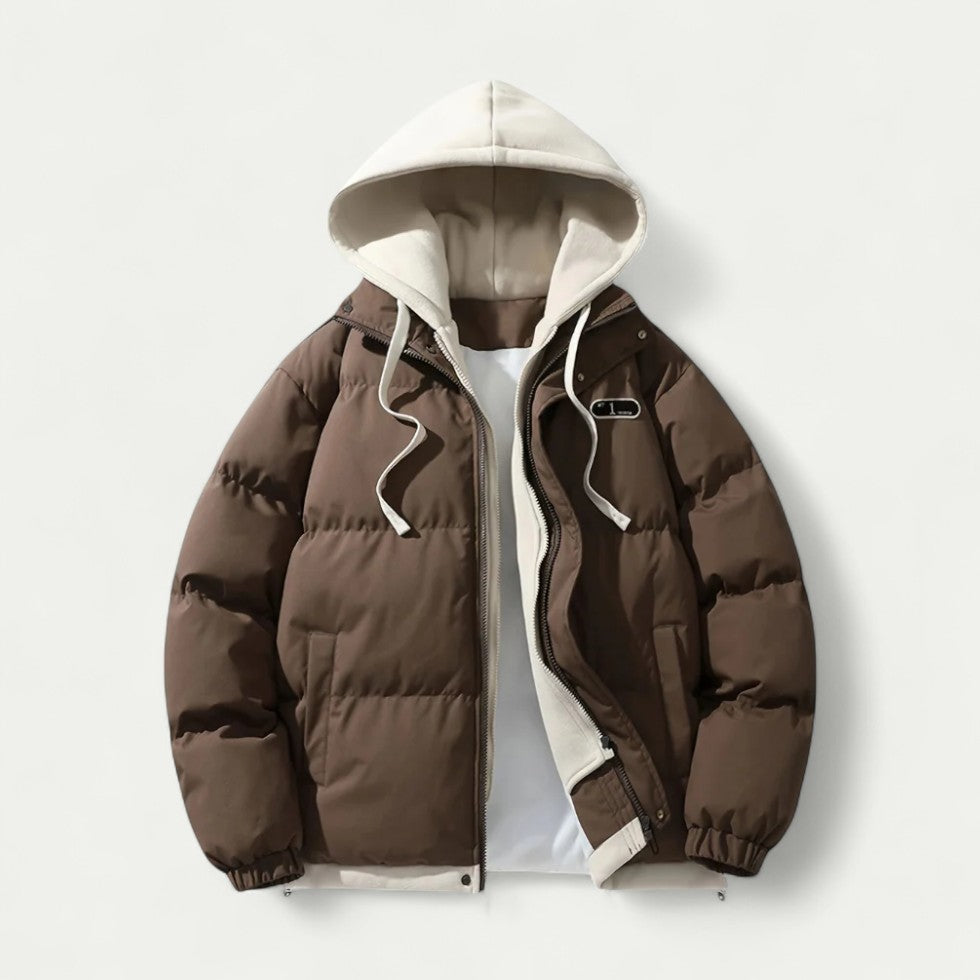 Men's Oversized Puffer Jacket with Hoodie