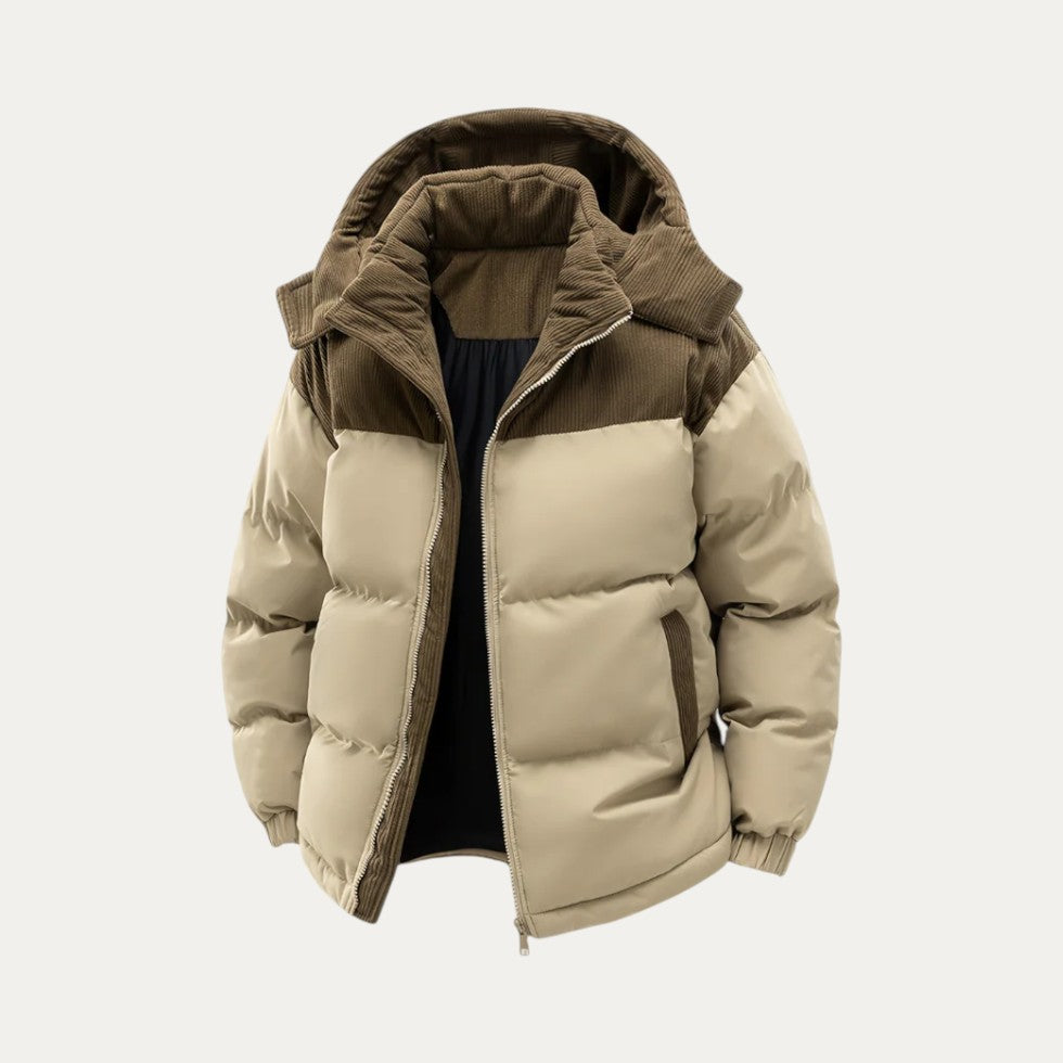 Panel Hooded Puffer Jacket for Men