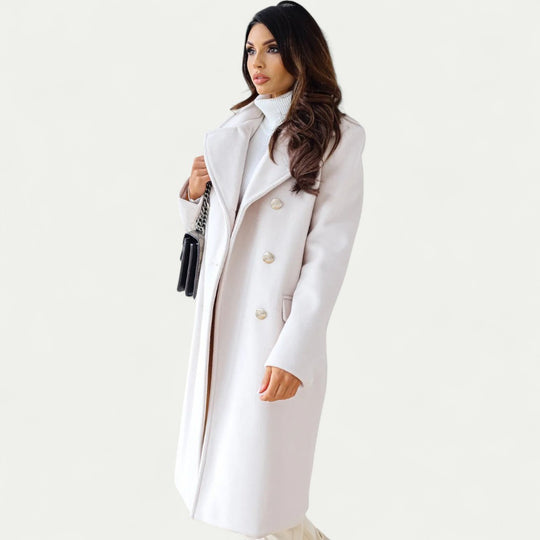 Women's Sophisticated Wool Blend Button Up Winter Coat