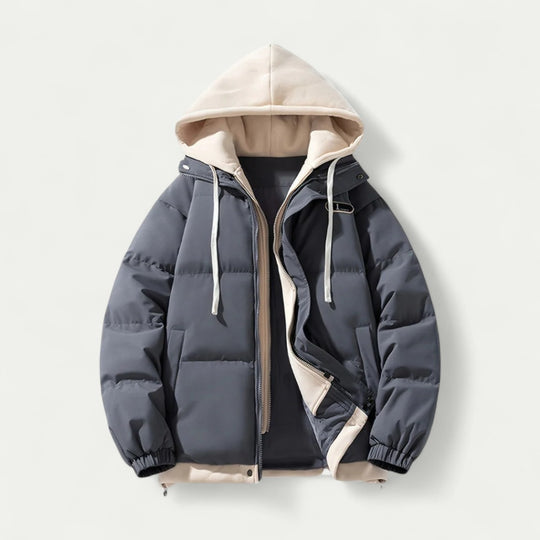 Men's Oversized Puffer Jacket with Hoodie