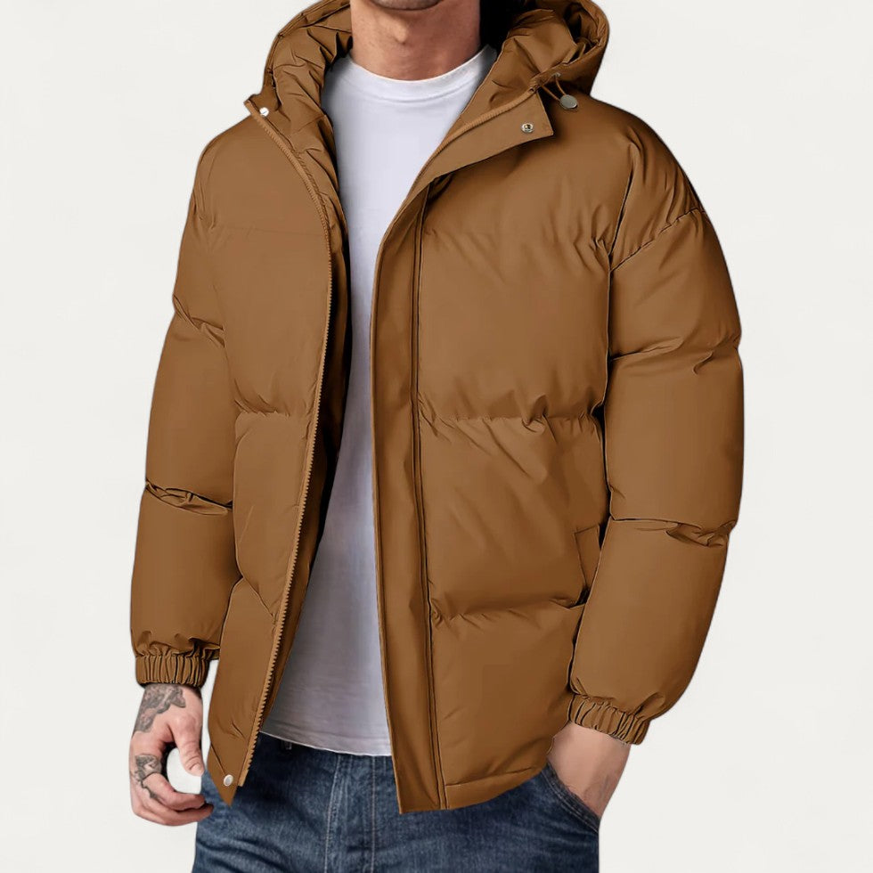 Hooded Puffer Jacket for Men Winter Warm Outerwear