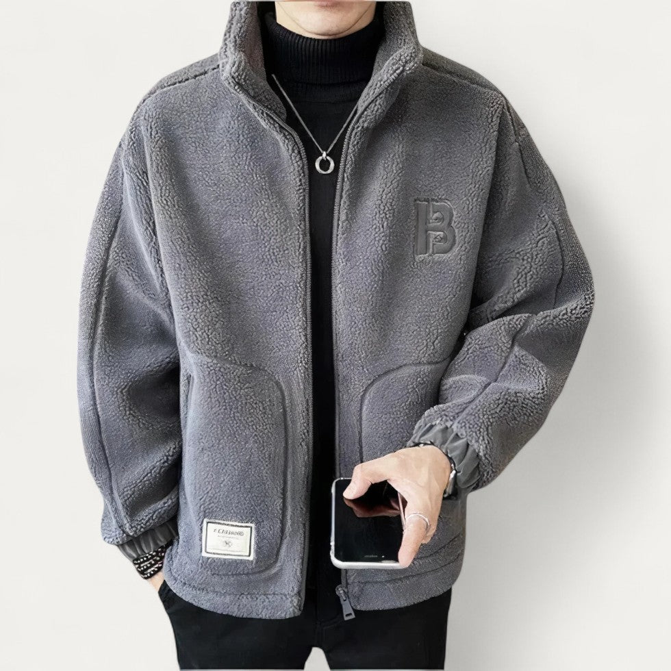Men’s Fleece Zip Up Stand Collar Jacket