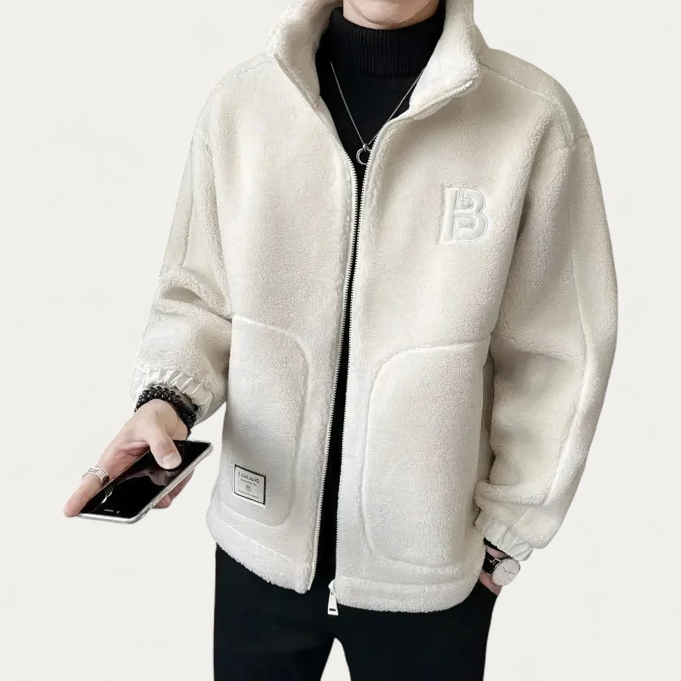 Men’s Fleece Zip Up Stand Collar Jacket