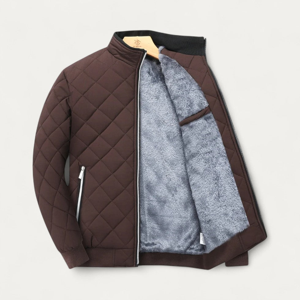Quilted Bomber Jacket with Fleece Lining for Men