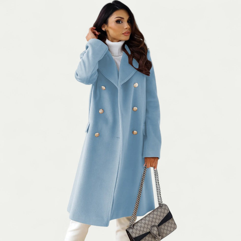 Women's Sophisticated Wool Blend Button Up Winter Coat