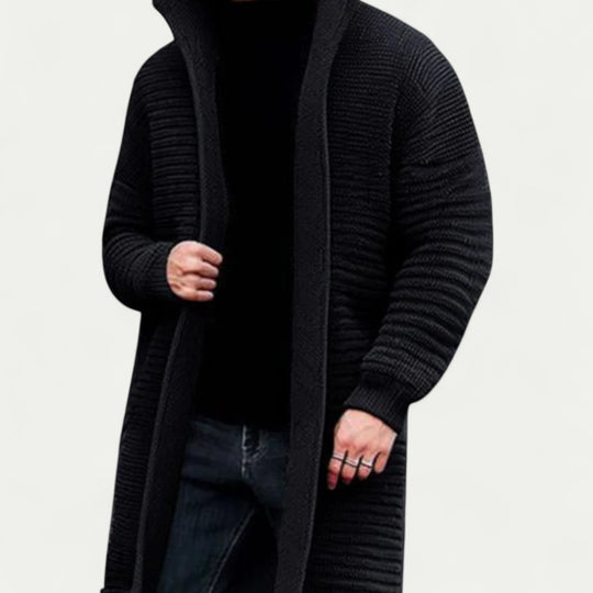Men Longline Knitted Open Front Cardigan