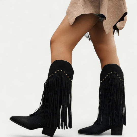 Orthopedic Cowboy Boots with Long Fringe Design