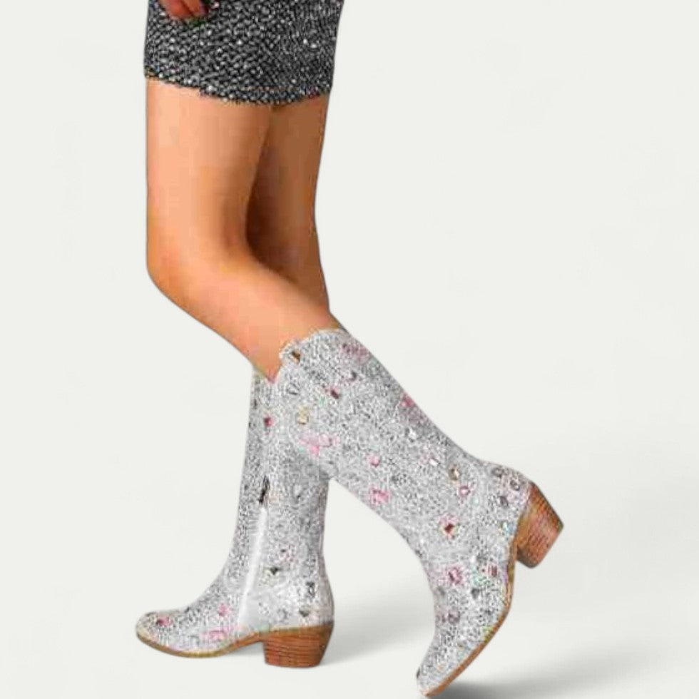 Orthopedic Western Cowboy Boots with Floral Embroidery