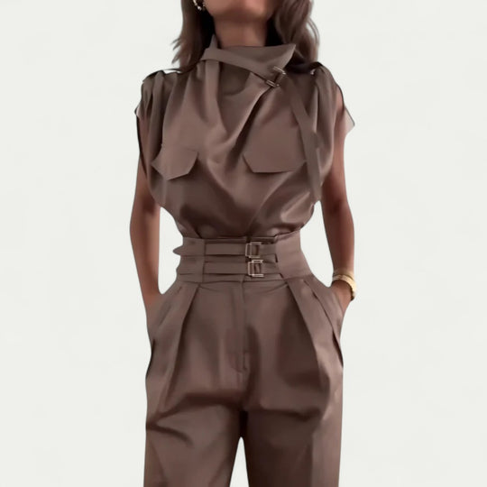 Women’s Elegant Sleeveless Belted Jumpsuit