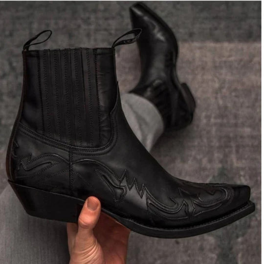 Men Orthopedic Western Cowboy Ankle Boots