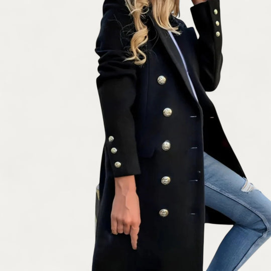 Women Double Breasted Long Sleeve Elegant Trench Coat