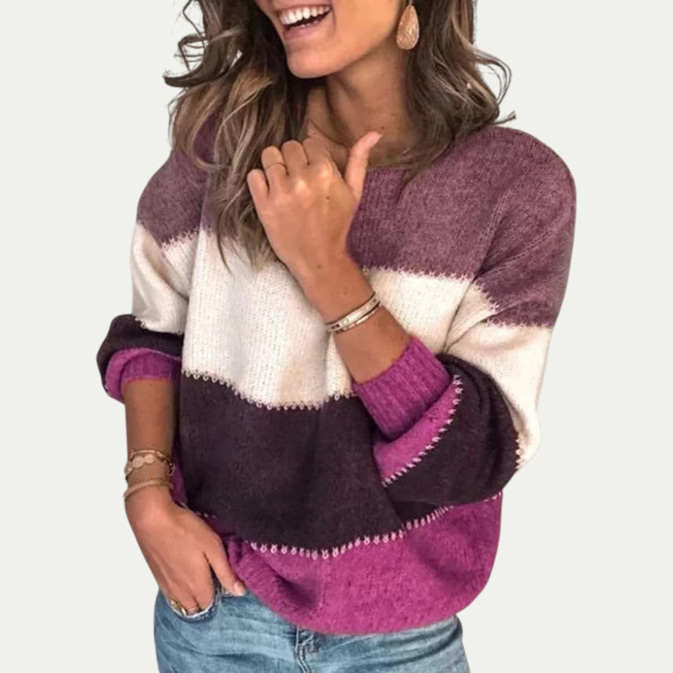 Casual Colorblock Knit Jumper for Women