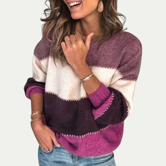 Casual Colorblock Knit Jumper for Women