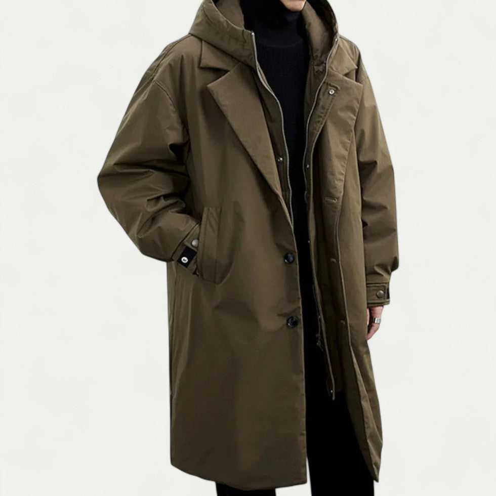Oversized Hooded Trench Coat for Men