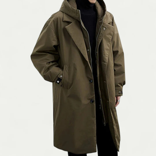 Oversized Hooded Trench Coat for Men