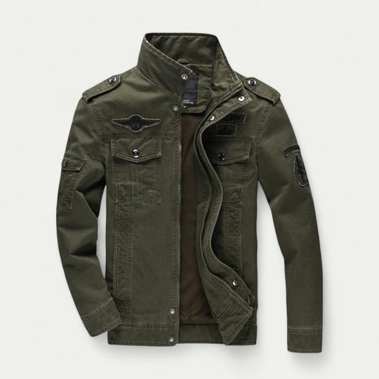 Military Style Cotton Cargo Jacket For Men