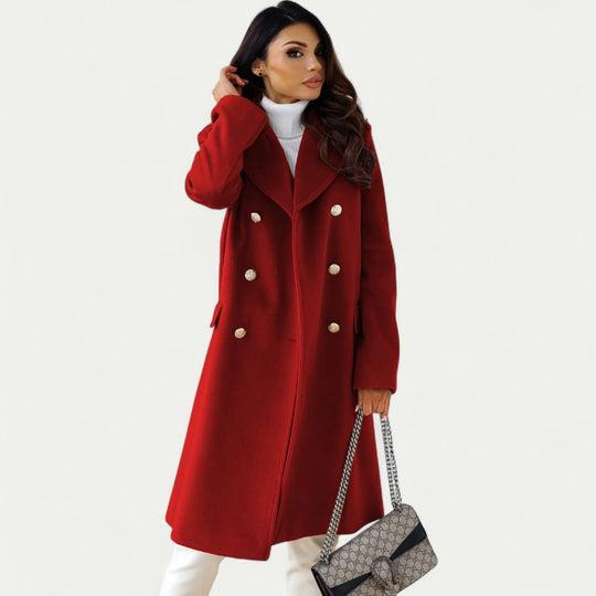 Women's Sophisticated Wool Blend Button Up Winter Coat