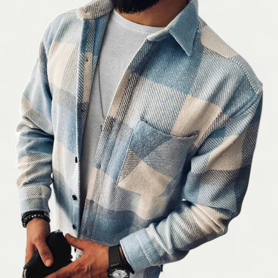 Men Checked Long Sleeve Casual Winter Shirt