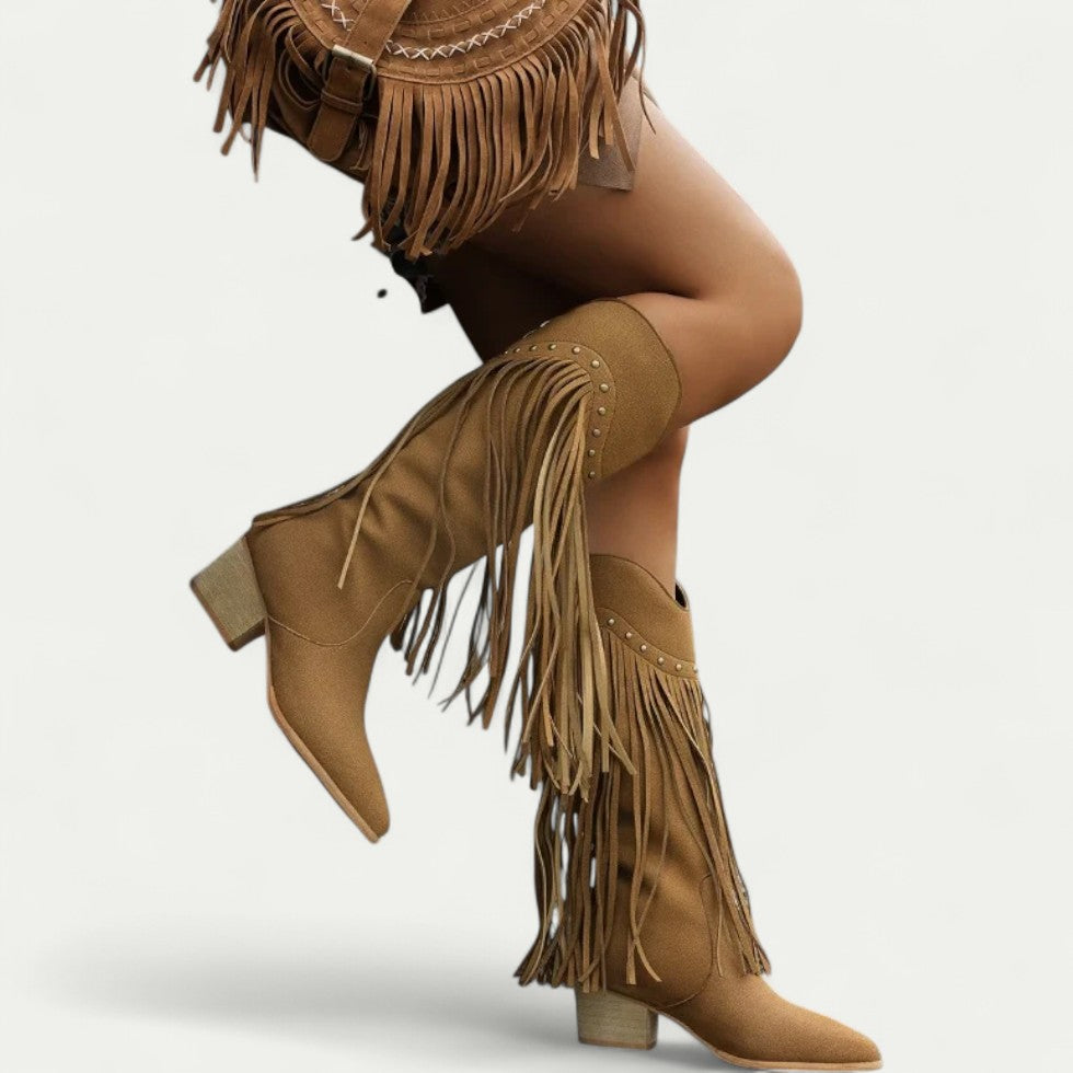 Orthopedic Cowboy Boots with Long Fringe Design