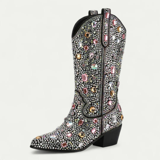 Orthopedic Western Cowboy Boots with Floral Embroidery