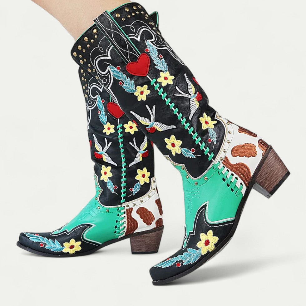 Orthopedic Western Cowboy Boots Embroidered Knee High