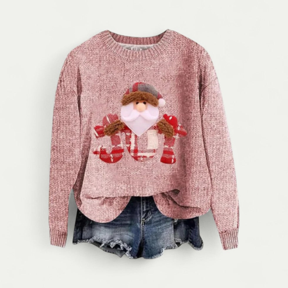 Women Long Sleeve Christmas Santa Knit Jumper