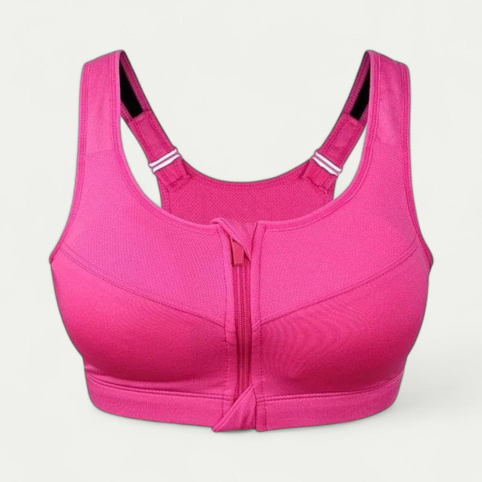 Women Front Zip Sports Bra Seamless Wireless Support