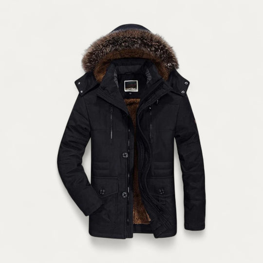 Men’s Hooded Parka Winter Warm Fur Lined Jacket