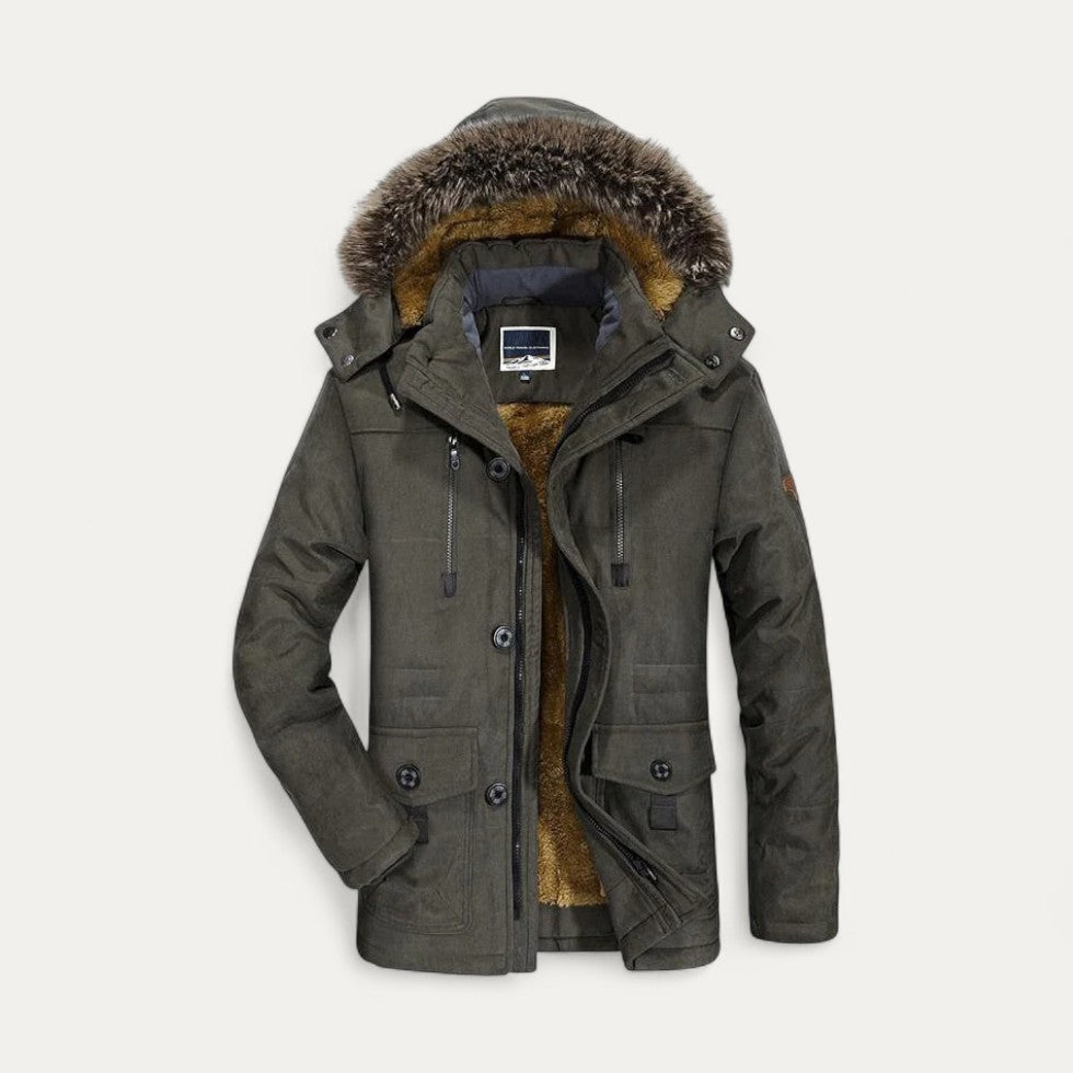 Men’s Hooded Parka Winter Warm Fur Lined Jacket