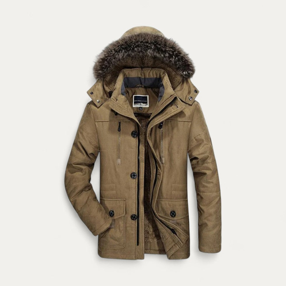 Men’s Hooded Parka Winter Warm Fur Lined Jacket