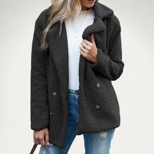 Women’s Teddy Fleece Double Breasted Winter Coat