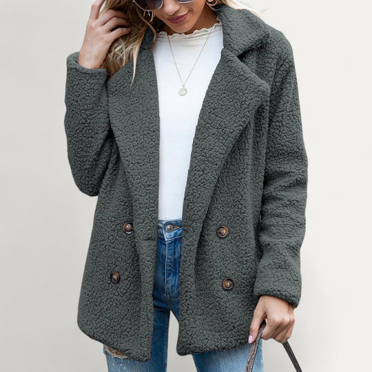 Women’s Teddy Fleece Double Breasted Winter Coat