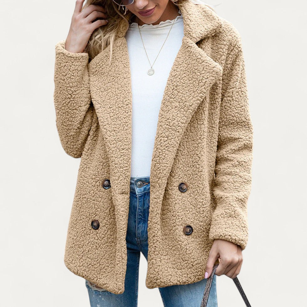 Women’s Teddy Fleece Double Breasted Winter Coat