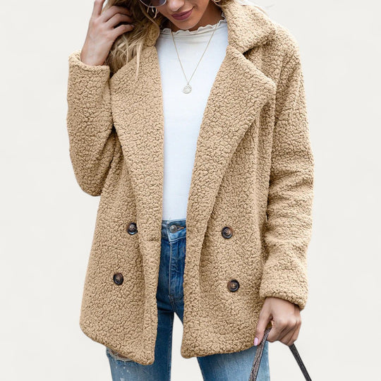 Women’s Teddy Fleece Double Breasted Winter Coat