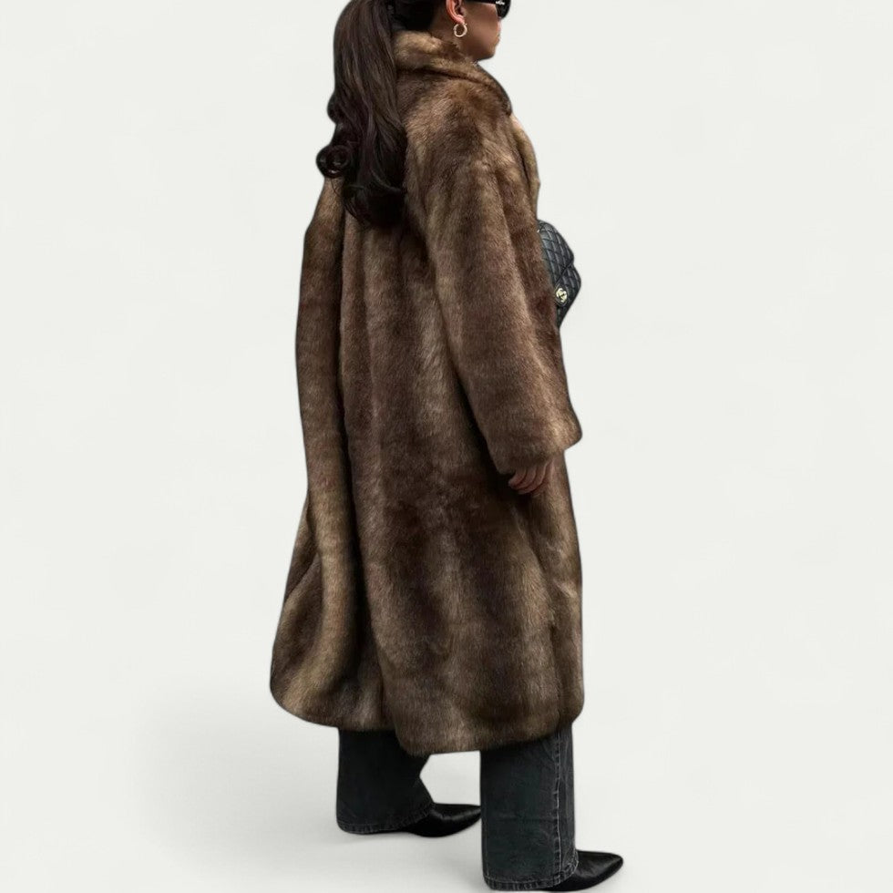 Long Faux Fur Trench Coat For Women