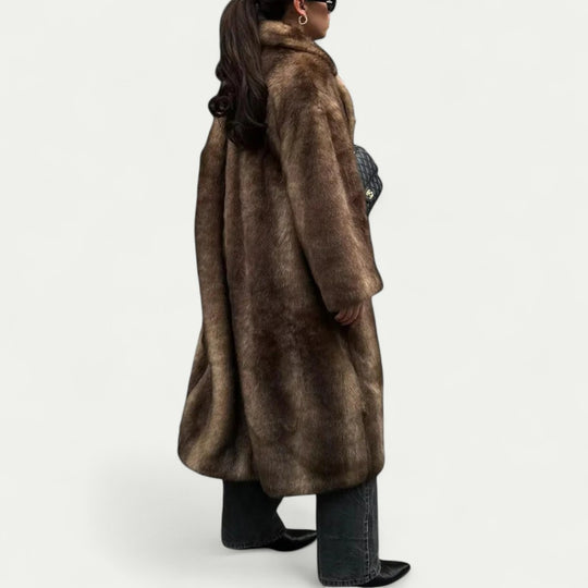 Long Faux Fur Trench Coat For Women