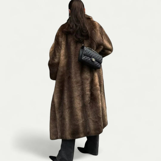 Long Faux Fur Trench Coat For Women