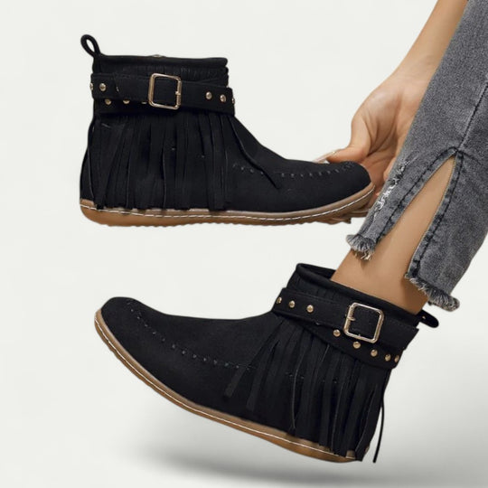 Women Orthopedic Cowboy Ankle Boots with Fringe