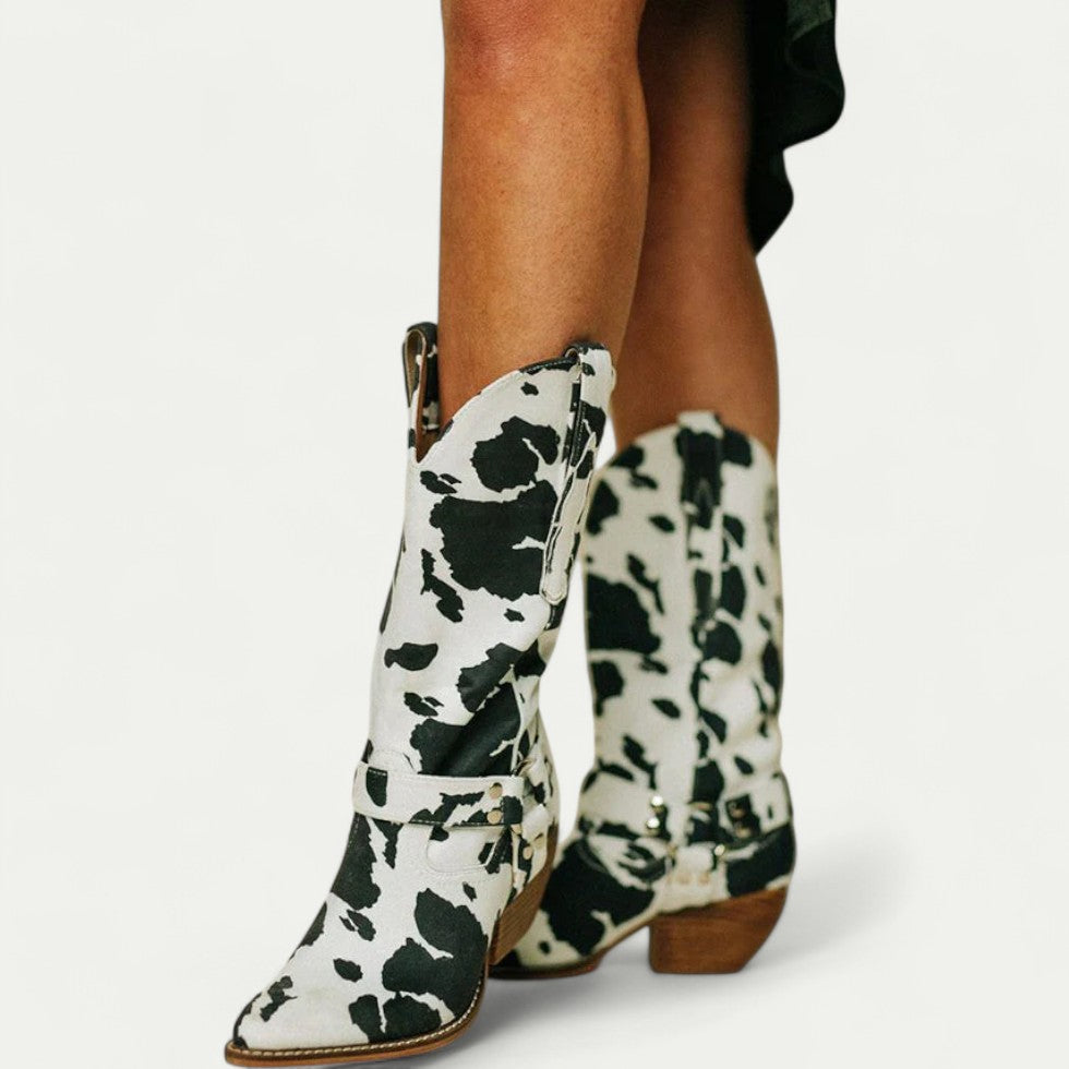 Orthopedic Western Cowboy Boots with Harness Strap Detail