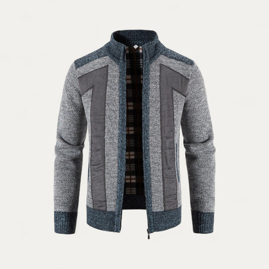 Cotton Blend Knitted Zip Up Cardigan Jacket for Men