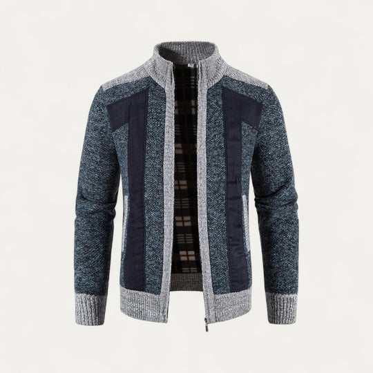 Cotton Blend Knitted Zip Up Cardigan Jacket for Men