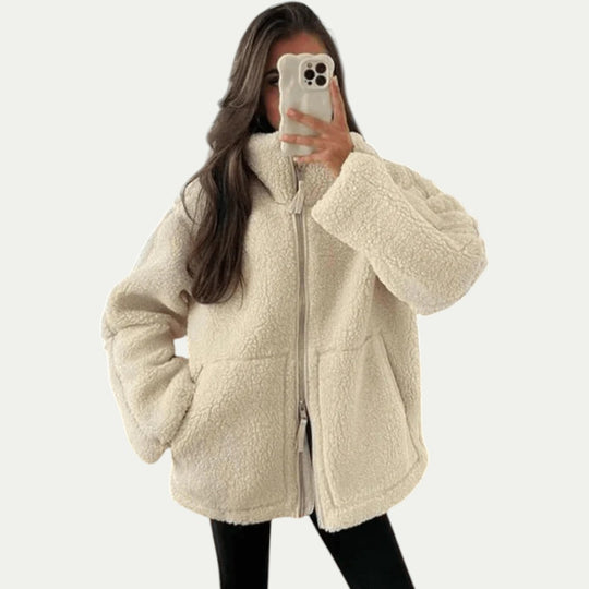 Oversized Zip Up Teddy Jacket for Women