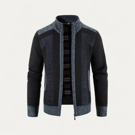 Cotton Blend Knitted Zip Up Cardigan Jacket for Men