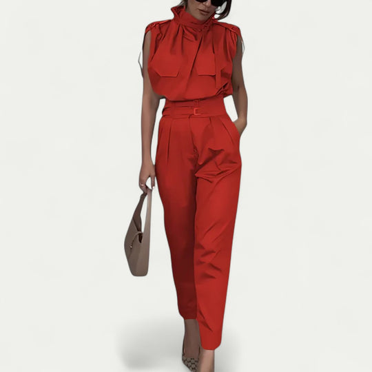 Women’s Elegant Sleeveless Belted Jumpsuit
