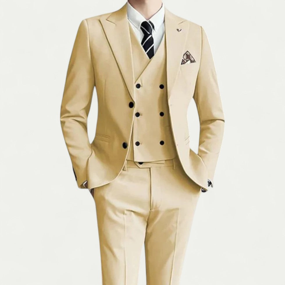 Three Piece Double Breasted Slim Fit Wedding Guest Suit