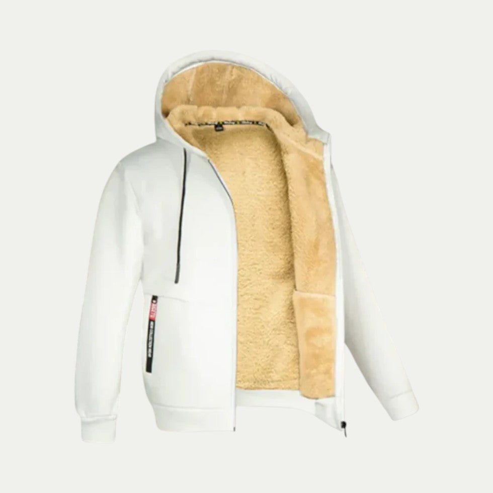 Men Fleece Lined Winter Hooded Zip Up Jacket