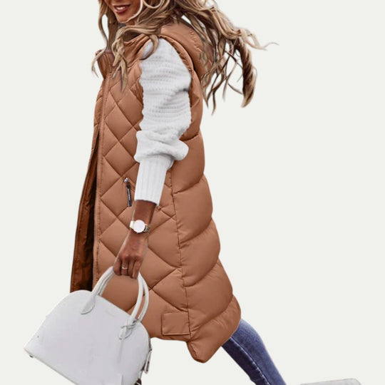 Women’s Winter Hooded Puffer Vest Longline