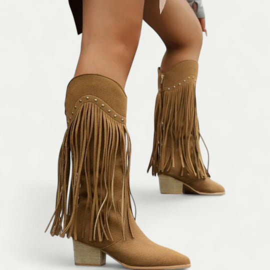 Orthopedic Cowboy Boots with Long Fringe Design