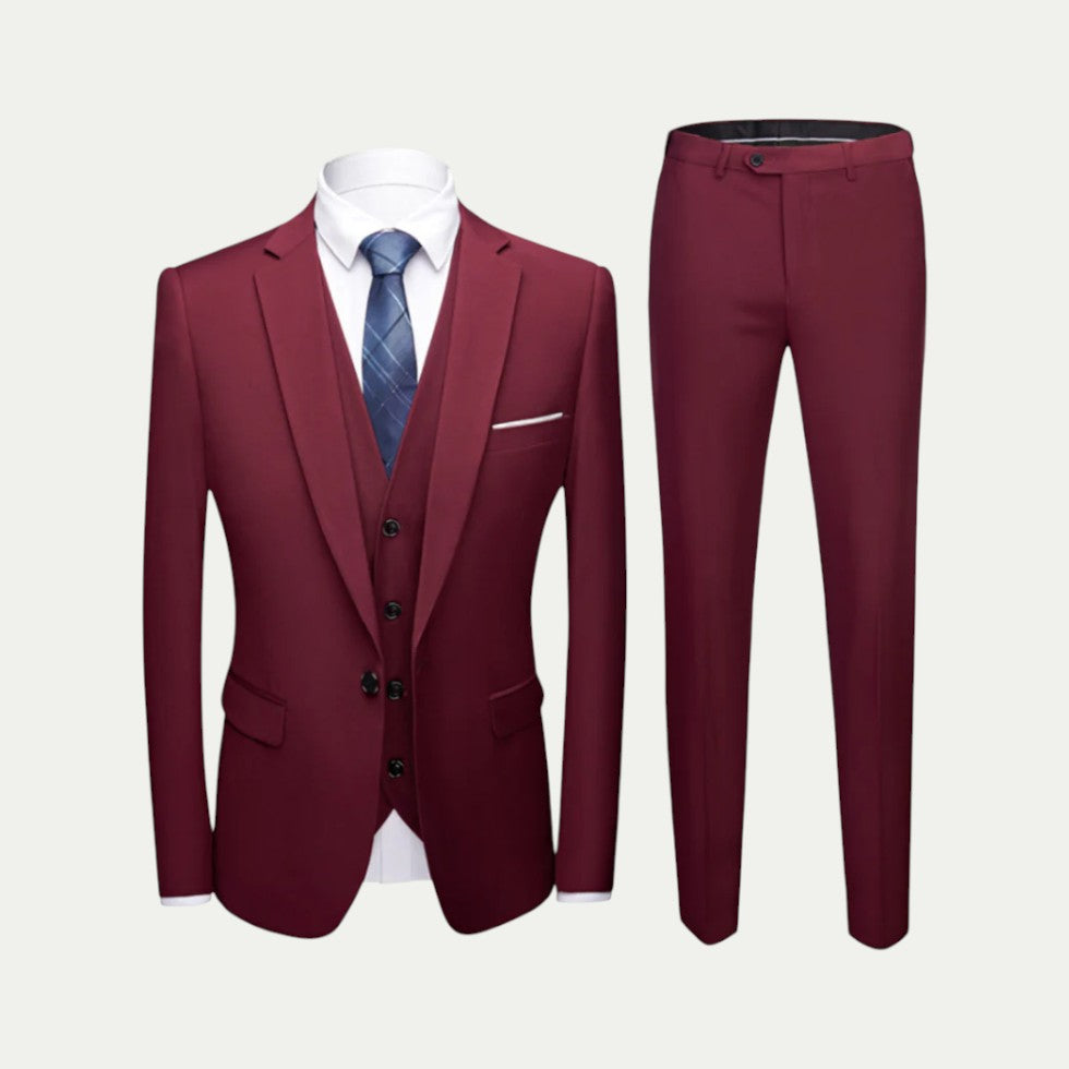 Slim Fit Business Suit with Waistcoat